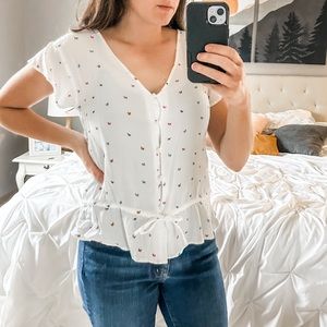 Rails butterfly print button up blouse